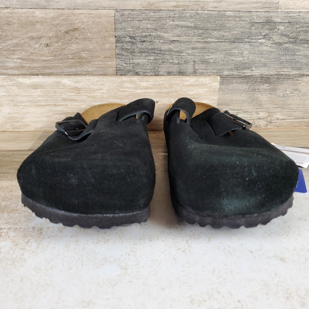 Birkenstock Boston Sandals Mens 9 / Womens 11 Black Leather Soft Footbed - Picture 2 of 11